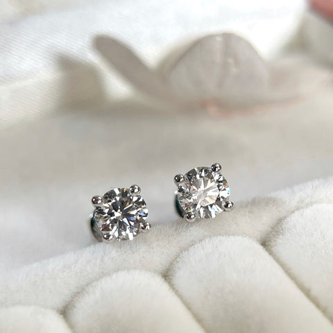 1 CTW Round Lab-Grown Diamond Stud Earrings in  Sterling Silver With 18K White Gold-Plated