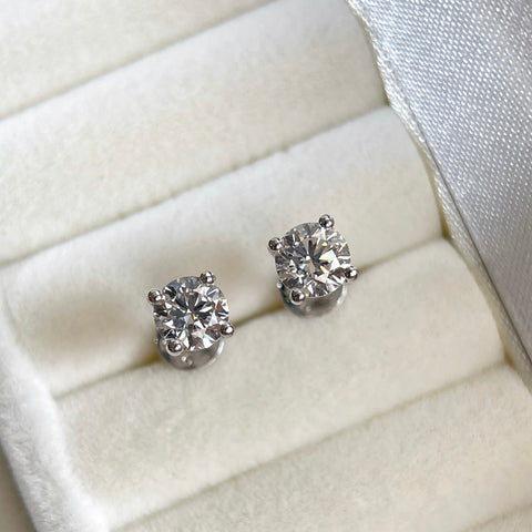 1 CTW Round Lab-Grown Diamond Stud Earrings in  Sterling Silver With 18K White Gold-Plated