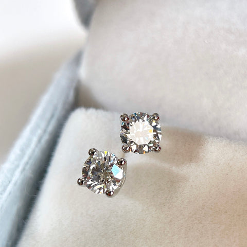1 CTW Round Lab-Grown Diamond Stud Earrings in  Sterling Silver With 18K White Gold-Plated