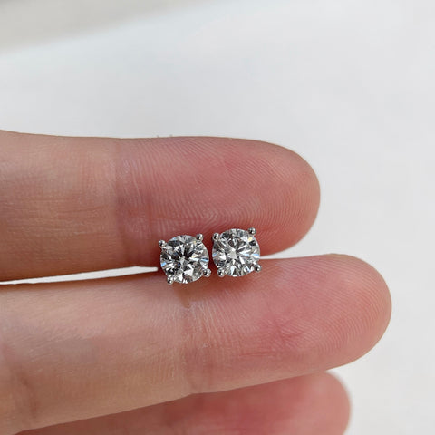 1 CTW Round Lab-Grown Diamond Stud Earrings in  Sterling Silver With 18K White Gold-Plated