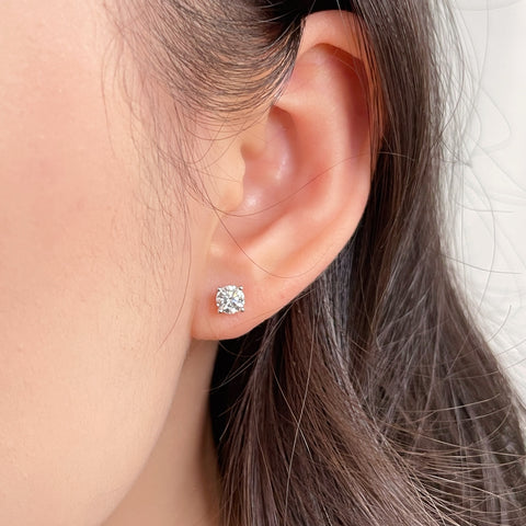 1 CTW Round Lab-Grown Diamond Stud Earrings in  Sterling Silver With 18K White Gold-Plated