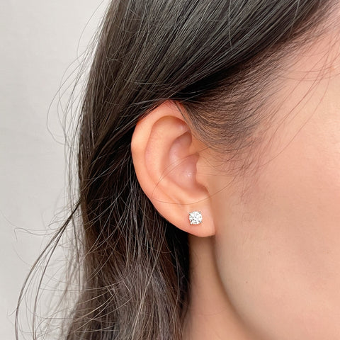 1 CTW Round Lab-Grown Diamond Stud Earrings in  Sterling Silver With 18K White Gold-Plated