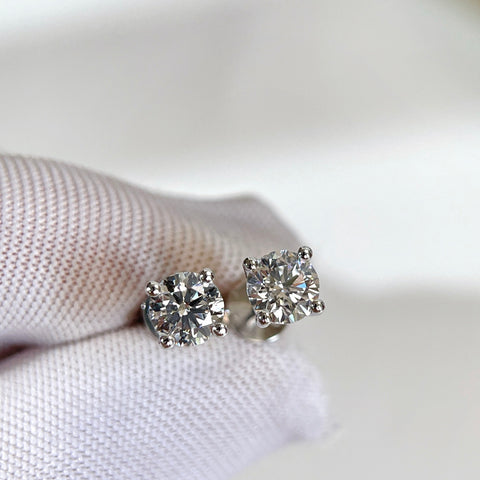 1 CTW Round Lab-Grown Diamond Stud Earrings in  Sterling Silver With 18K White Gold-Plated