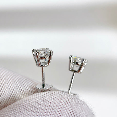 1 CTW Round Lab-Grown Diamond Stud Earrings in  Sterling Silver With 18K White Gold-Plated