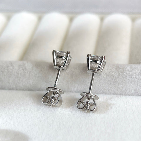 1 CTW Round Lab-Grown Diamond Stud Earrings in  Sterling Silver With 18K White Gold-Plated