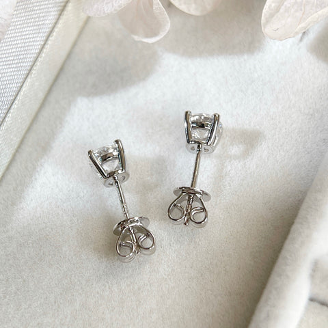 1 CTW Round Lab-Grown Diamond Stud Earrings in  Sterling Silver With 18K White Gold-Plated