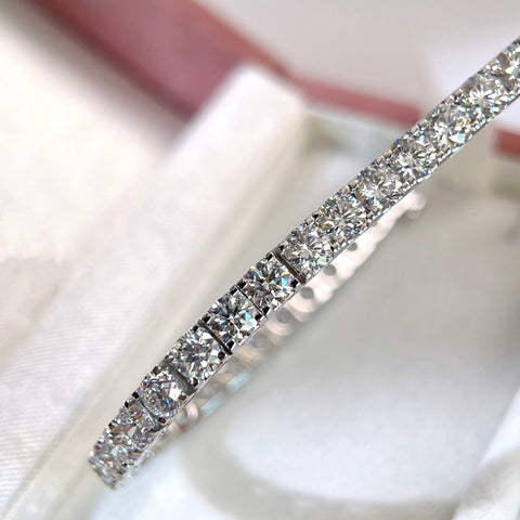 10 CTW Lab-Grown Diamond Square-Prong Tennis Bracelet in 18K Gold