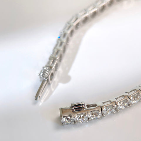 10 CTW Lab-Grown Diamond Square-Prong Tennis Bracelet in 18K Gold