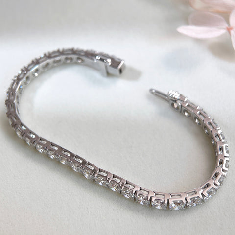 10 CTW Lab-Grown Diamond Square-Prong Tennis Bracelet in 18K Gold