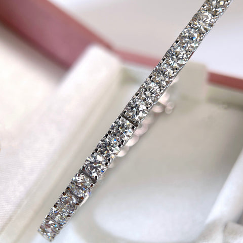 10 CTW Lab-Grown Diamond Square-Prong Tennis Bracelet in 18K Gold