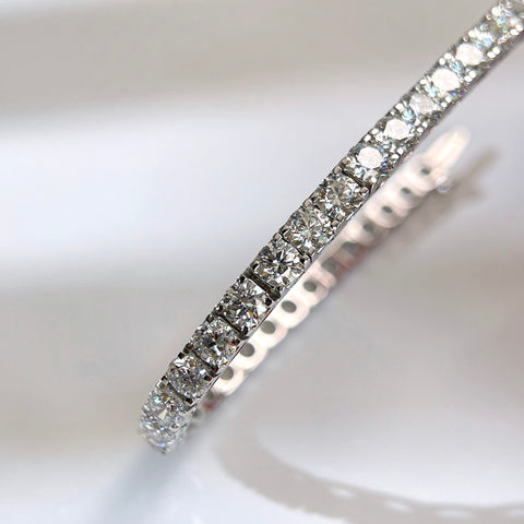 10 CTW Lab-Grown Diamond Square-Prong Tennis Bracelet in 18K Gold