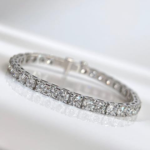10 CTW Lab-Grown Diamond Square-Prong Tennis Bracelet in 18K Gold