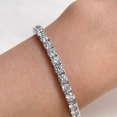 10 CTW Lab-Grown Diamond Square-Prong Tennis Bracelet in 18K Gold