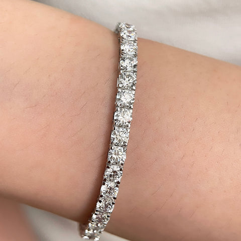 10 CTW Lab-Grown Diamond Square-Prong Tennis Bracelet in 18K Gold