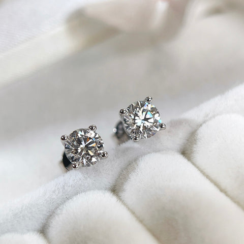 IGI Certified 1 CTW Round Lab-Grown Diamond Stud Earrings in 14K White Gold