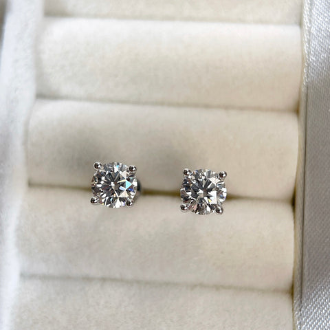 IGI Certified 1 CTW Round Lab-Grown Diamond Stud Earrings in 14K White Gold