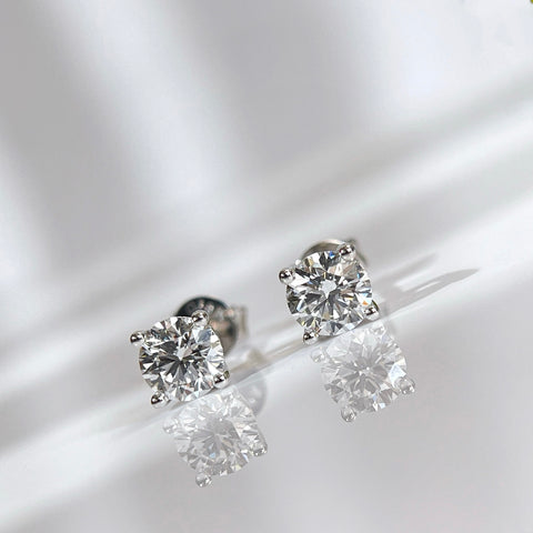 IGI Certified 1 CTW Round Lab-Grown Diamond Stud Earrings in 14K White Gold