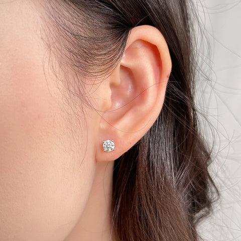 IGI Certified 1 CTW Round Lab-Grown Diamond Stud Earrings in 14K White Gold