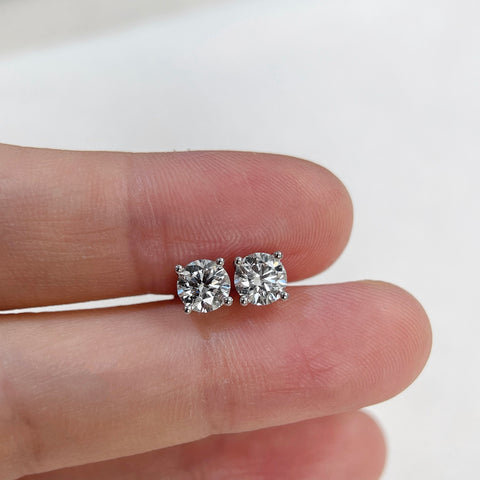 IGI Certified 1 CTW Round Lab-Grown Diamond Stud Earrings in 14K White Gold