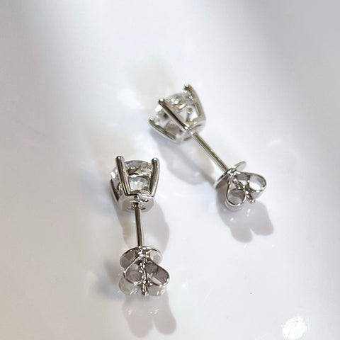 IGI Certified 1 CTW Round Lab-Grown Diamond Stud Earrings in 14K White Gold