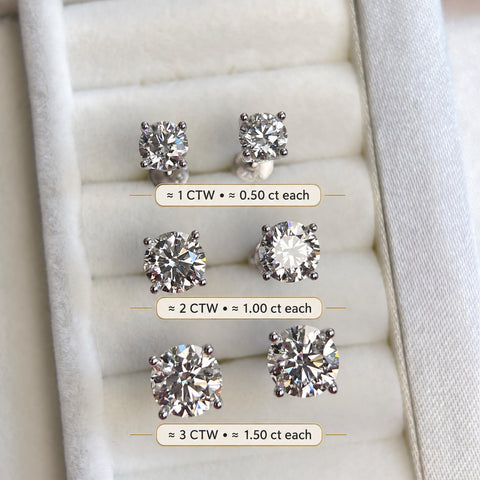 IGI Certified 1 CTW Round Lab-Grown Diamond Stud Earrings in 14K White Gold