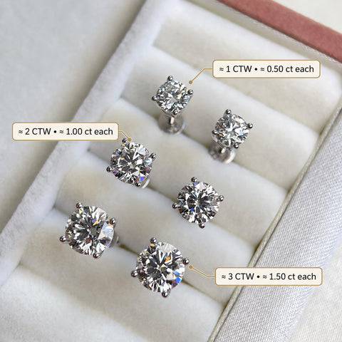 IGI Certified 1 CTW Round Lab-Grown Diamond Stud Earrings in 14K White Gold