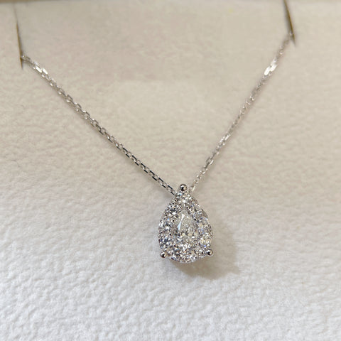 Like 2 Carat Pear diamond necklace 1/2 carat 18K solid gold
