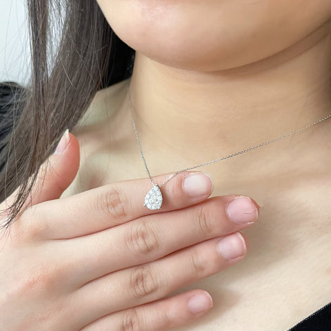 Like 2 Carat Pear diamond necklace 1/2 carat 18K solid gold