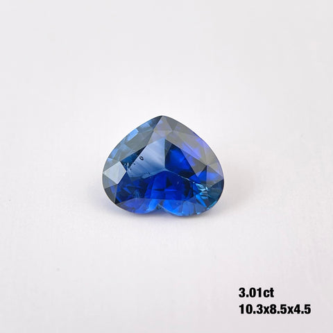 3 Carat Heart Blue Sapphire Gemstone Certified 002