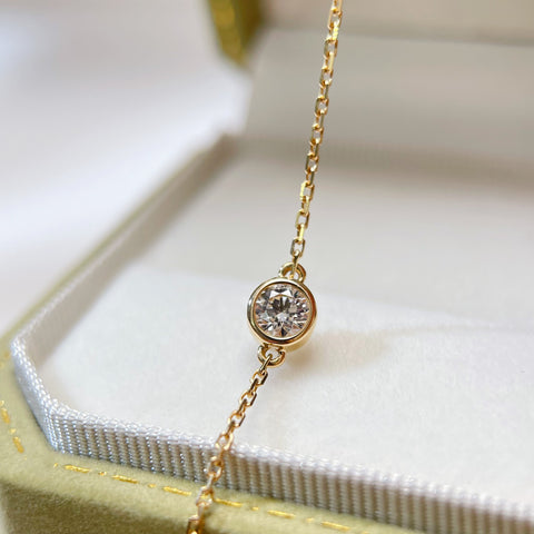 Solitaire Bezel Diamond Bracelet 0.2 Carat Diamond Bracelet In 18K Solid Yellow Gold With Certificate