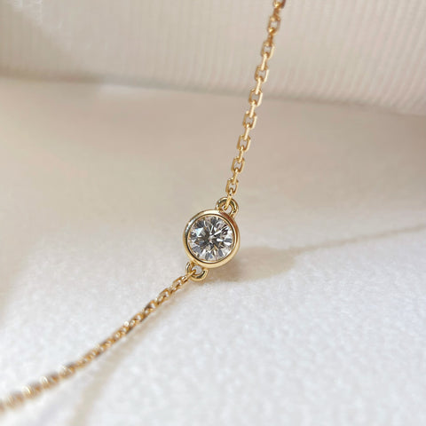 Solitaire Bezel Diamond Bracelet 0.2 Carat Diamond Bracelet In 18K Solid Yellow Gold With Certificate