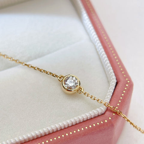 Solitaire Bezel Diamond Bracelet 0.2 Carat Diamond Bracelet In 18K Solid Yellow Gold With Certificate