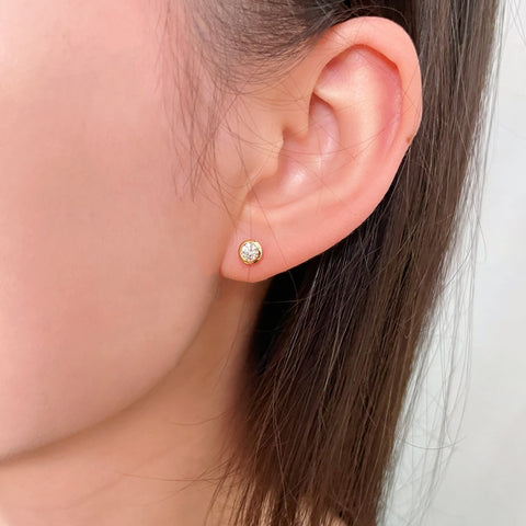 Bezel  0.50CT  Diamond Earring 18K Yellow solid gold