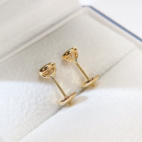 Bezel  0.50CT  Diamond Earring 18K Yellow solid gold