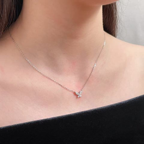 Natural Butterfly Diamond Necklace In 18K Solid Gold With Certificate