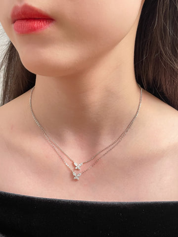 Natural Butterfly Diamond Necklace In 18K Solid Gold With Certificate