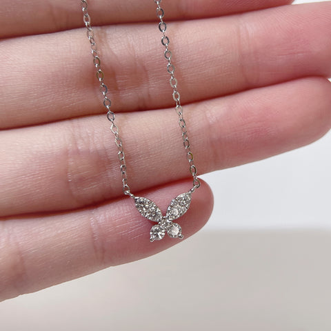 Natural Butterfly Diamond Necklace In 18K Solid Gold With Certificate