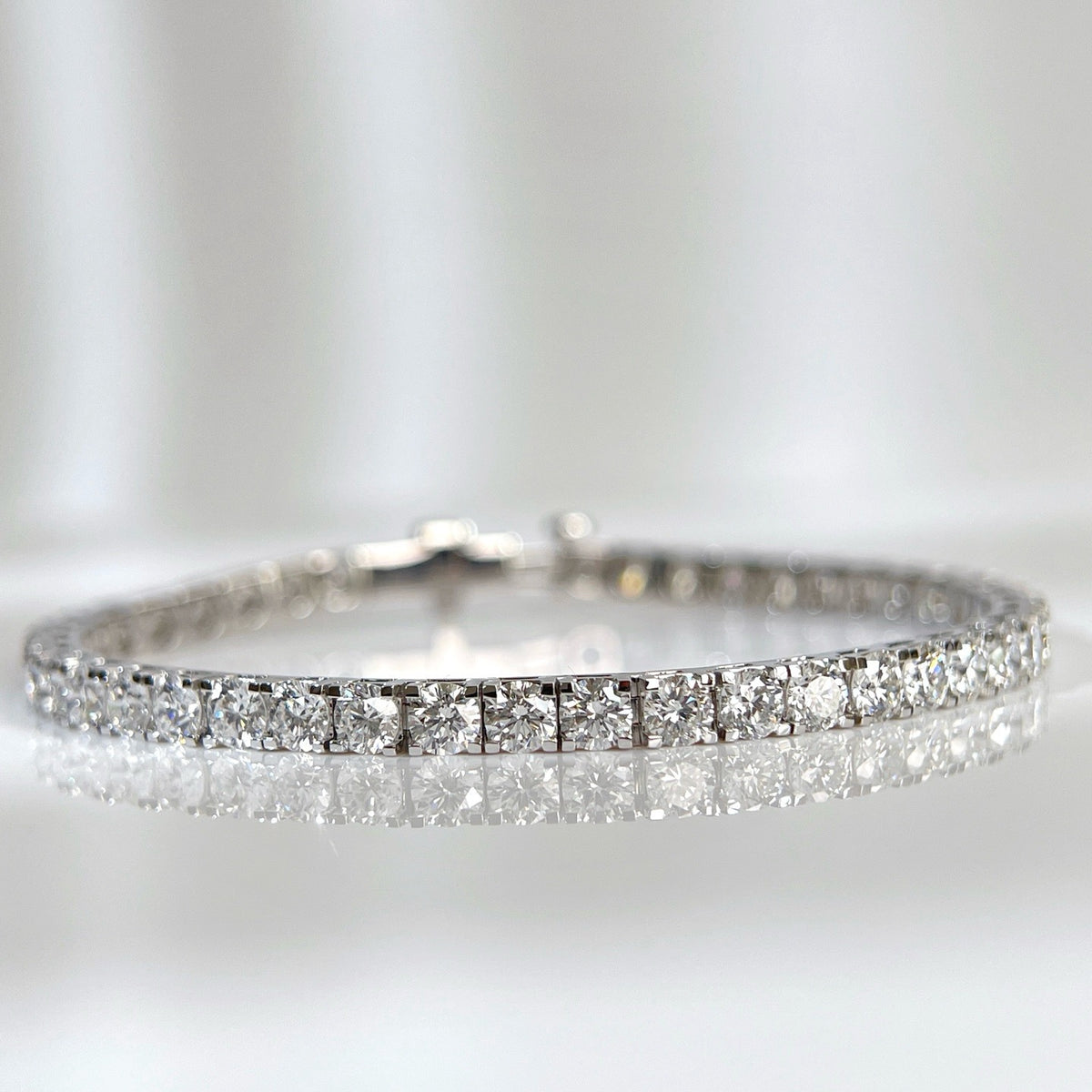 7 CTW Lab-Grown Diamond Square-Prong Tennis Bracelet in 18K Gold