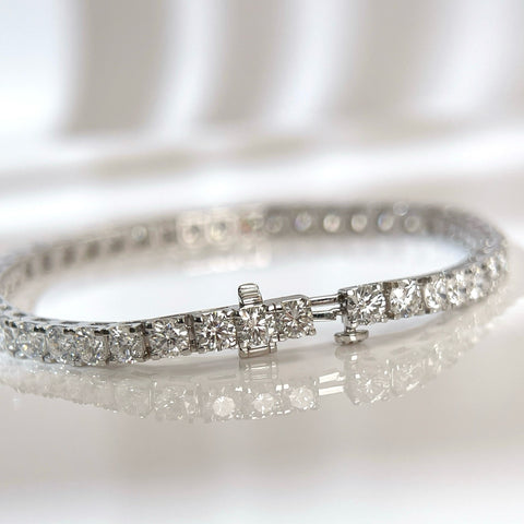 7 CTW Lab-Grown Diamond Square-Prong Tennis Bracelet in 18K Gold