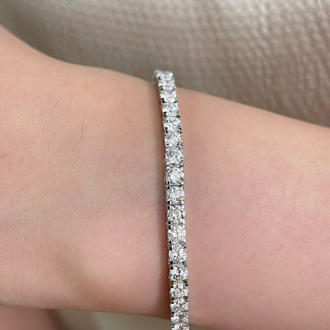 7 CTW Lab-Grown Diamond Square-Prong Tennis Bracelet in 18K Gold
