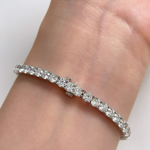 9 CTW Lab-Grown Diamond Four-Prong Tennis Bracelet in 18K Gold