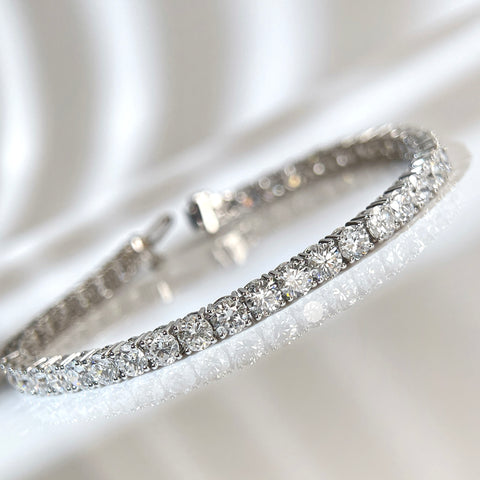 9 CTW Lab-Grown Diamond Four-Prong Tennis Bracelet in 18K Gold
