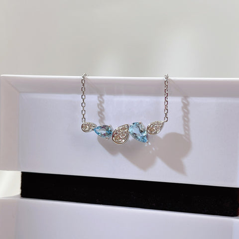 Aquamarine necklace 18K white gold diamond