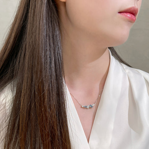 Aquamarine necklace 18K white gold diamond