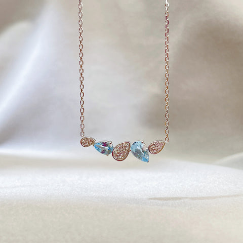 Aquamarine necklace 18K white gold diamond