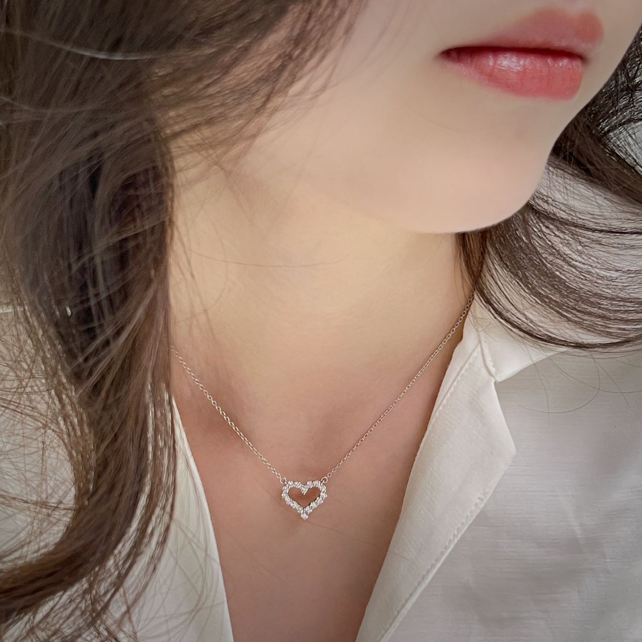 heart diamond necklace 3/5 carat diamond pendant necklace with 18K white solid gold