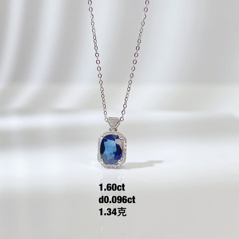 Natural Perfume Bottle Blue Sapphire necklace 18K solid gold