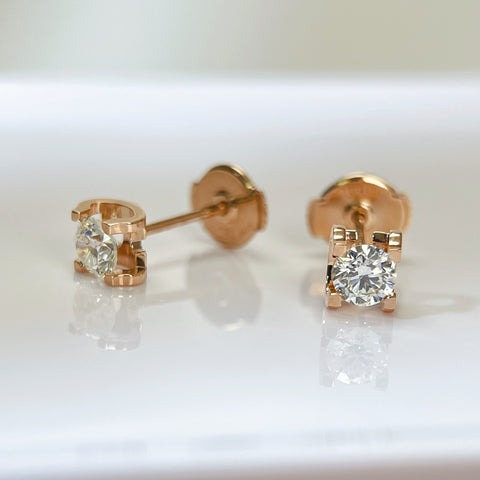 Square Shape 0.50ct  Diamond Earring 18K Rose solid gold