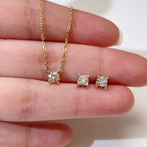 Square Shape 0.50ct  Diamond Earring 18K Rose solid gold