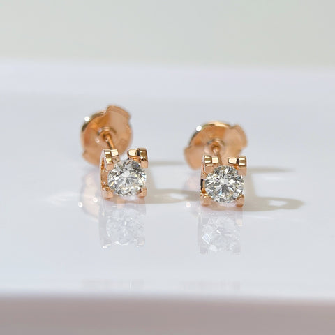 Square Shape 0.50ct  Diamond Earring 18K Rose solid gold